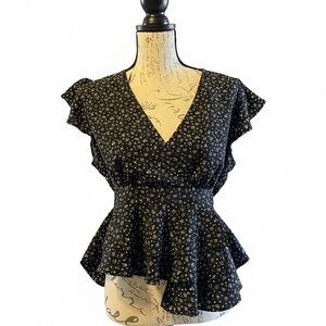Floral Black Peplum Top